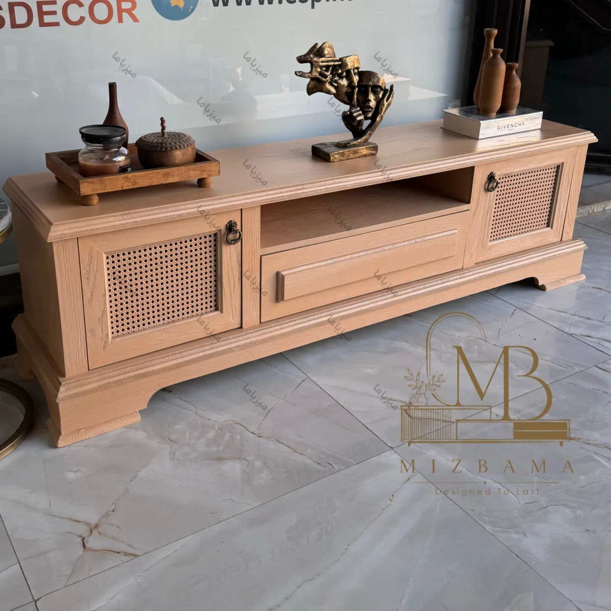 elegant-ratten-media-unit میزتلویزیون حصیر دار میزتلویزیون برای مبل کلاسیک
