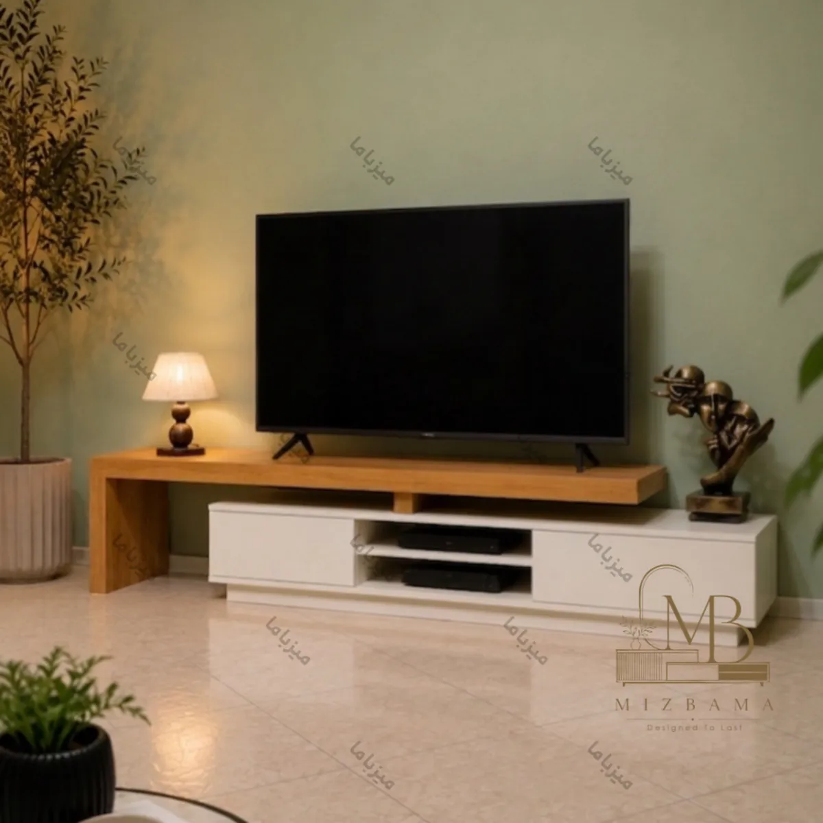 mizbama-adjustable-mdf-tv-stand میزتلویزیون متحرک میزتلویزیون140